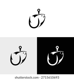 Logotipo simple de la pesca y diseño del logotipo del cazador del pez del ojo del gancho