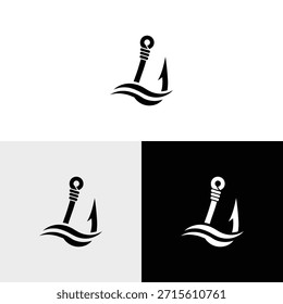 Logotipo de pesca simples e gancho olho peixe caçador logotipo design