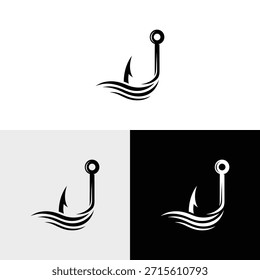 Logotipo de pesca simples e gancho olho peixe caçador logotipo design