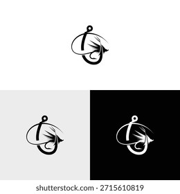 Logotipo de pesca simples e gancho olho peixe caçador logotipo design