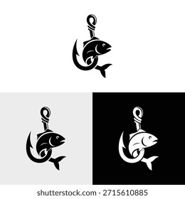 Logotipo de pesca simples e gancho olho peixe caçador logotipo design
