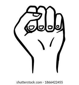 simple fist hand icon vector illustration with doodle lineart hand drawn style