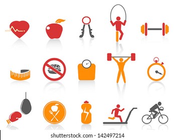 simple fitness icons set,orange color series