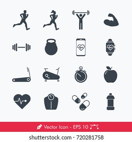 Simple Fitness Icons / Vectors Set