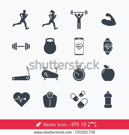 Simple Fitness Icons / Vectors Set