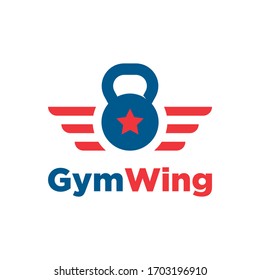 Simple Fitness Wing Star Logo Design For Gym Industry