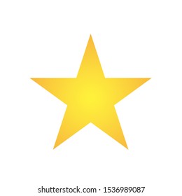 Simple five corners star. Yellow, golden color star shape. Award symbol. Flat vector illustration