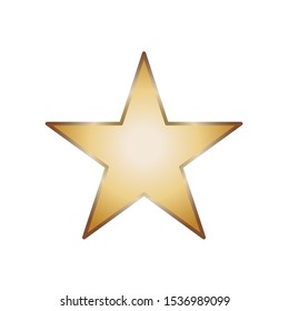 Simple five corners star. Yellow, golden color star shape. Award symbol. Flat vector illustration