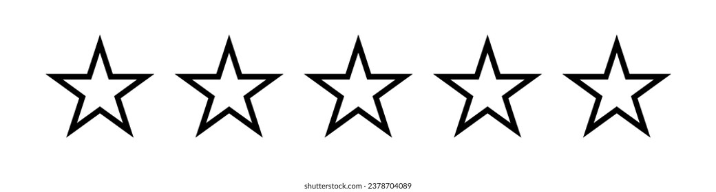 Simple five star icon. Rating. Vector.