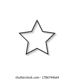 Simple Five Star Shape Line Style with Shadow isolated on White Background. Flat Vector Icon Design Template Element.