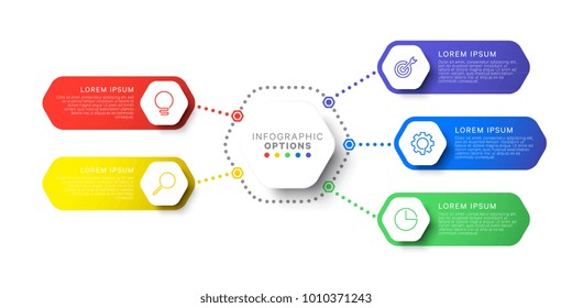 simple five steps design layout infographic template with hexagonal elements. business process diagram for brochure, banner, annual report and presentation
