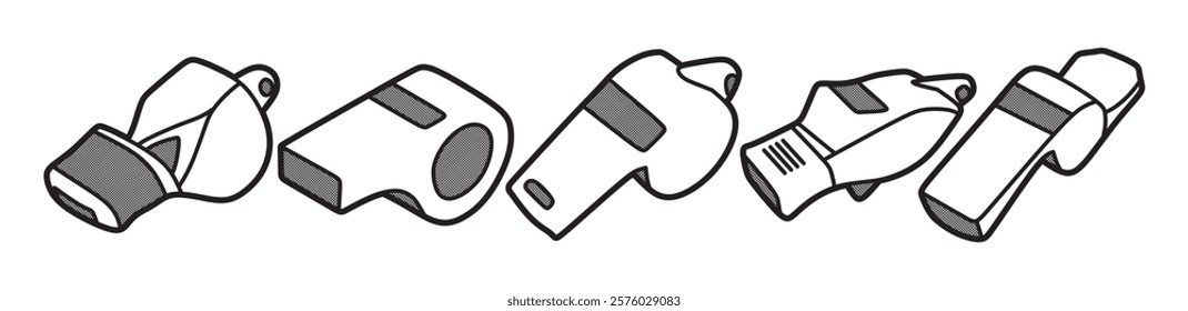 simple five whistle vector black and white