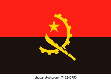 Simple flag of Angola. Correct size, proportion, colors