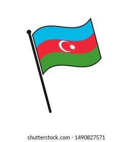 Simple flag Azerbaijan icon isolated on white background