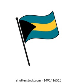 Simple flag Bahamas icon isolated on white background