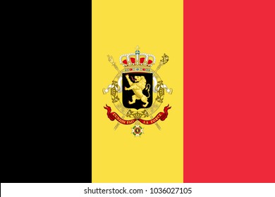 Simple flag of Belgium with coat of arms