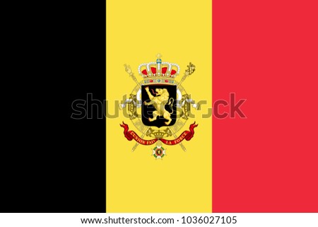 Simple flag of Belgium with coat of arms