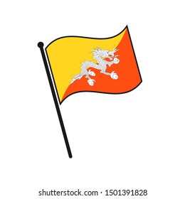 Simple flag Bhutan icon isolated on white background
