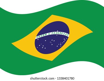 Simple flag of Brazil. Brazilian flag. Correct size, proportion, colors.