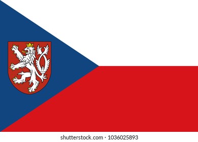 Simple flag of Czech Republic with coat of arms