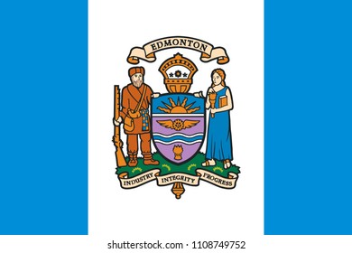 Simple flag of Edmonton. City of Canada. Correct colors, proportion 2/3