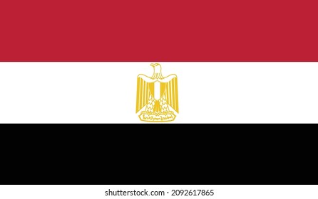 Bandera simple de Egipto. Bandera egipcia. Tamaño correcto, proporción, colores