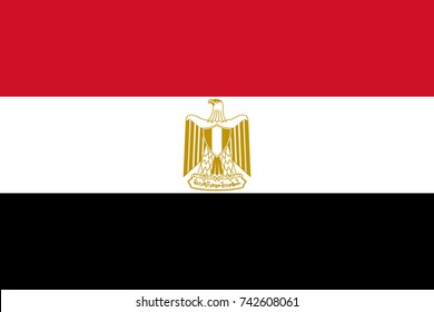 Simple flag of Egypt. Egyptian flag. Correct size, proportion, colors