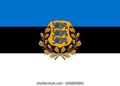 Simple flag of Estonia with coat of arms