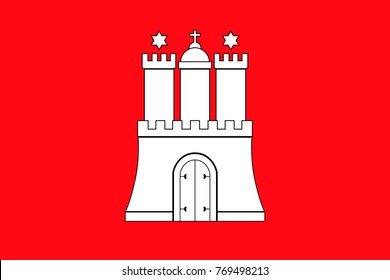 Simple flag of Hamburg city. Correct size, proportion, colors