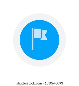 Simple flag icon. Icon in colored circle with gray bold border. Web button, modern flat design