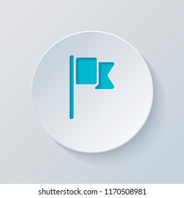 Simple flag icon. Cut circle with gray and blue layers. Paper style