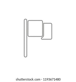 Simple flag icon. Dotted outline silhouette with shadow on white background