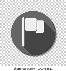 Simple flag icon. flat icon, long shadow, circle, transparent grid. Badge or sticker style