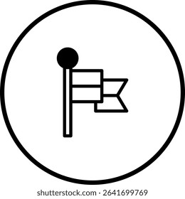 Simple Flag Icon Illustration in a Circle, Symbolizing Achievement and Navigation