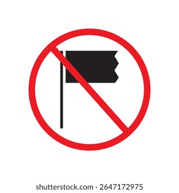 Simple flag icon. Not allowed, black object in red warning sign with transparent background