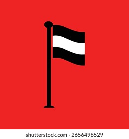 Simple flag illustration featuring black white and red colors with transparency on white