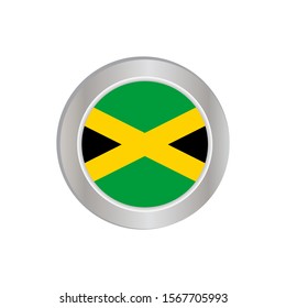 The simple flag of Jamaica is isolated in official colors (green,black and yellow), map pin, as the original