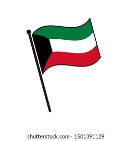 Simple flag Kuwait icon isolated on white background