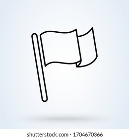 Simple flag line icon. Location marker symbol. vector illustration