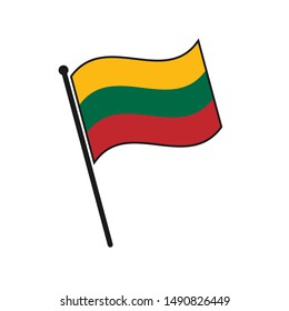 Simple flag Lithuania icon isolated on white background