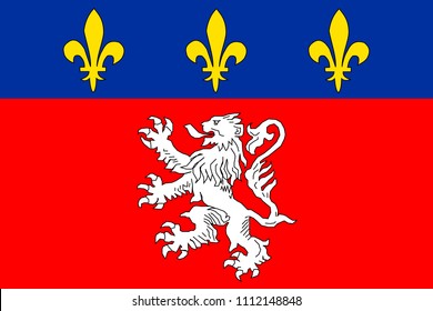 Simple flag of Lyon. City of France. Correct colors, proportion 2/3