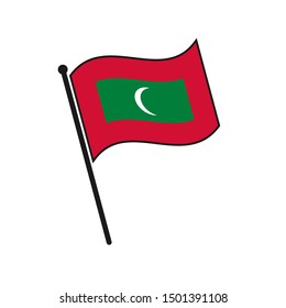 Simple flag Maldives icon isolated on white background