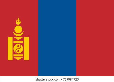 Simple flag of Mongolia. proportion 2:3
