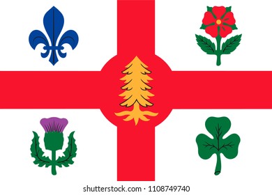 Simple flag of Montreal. City of Canada. Correct colors, proportion 2/3