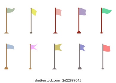 Simple Flag on a Pole Illustration Set