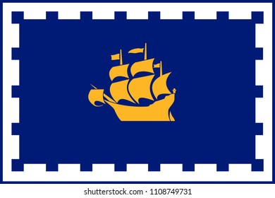 Simple flag of Quebec City. City of Canada. Correct colors, proportion 2/3