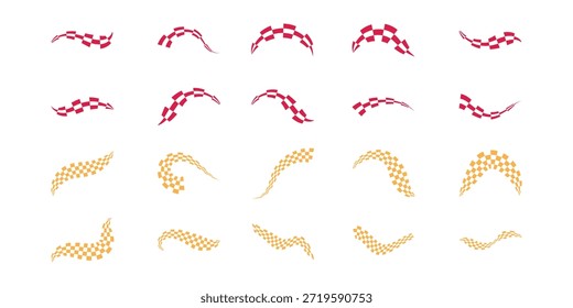  Conjunto de ilustración de carrera de bandera simple