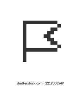 Simple flag for report pixelated ui icon. Reporting bugs and issues. Inappropriate content. Editable 8bit graphic element. Outline isolated vector user interface image for web, mobile app. Retro style