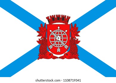 Simple flag of Rio de Janeiro. City of Brazil. Correct size, proportion, colors