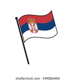 Simple flag Serbia icon isolated on white background